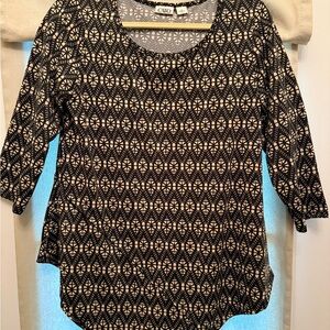 Cato Black and Cream Patterned Blouse